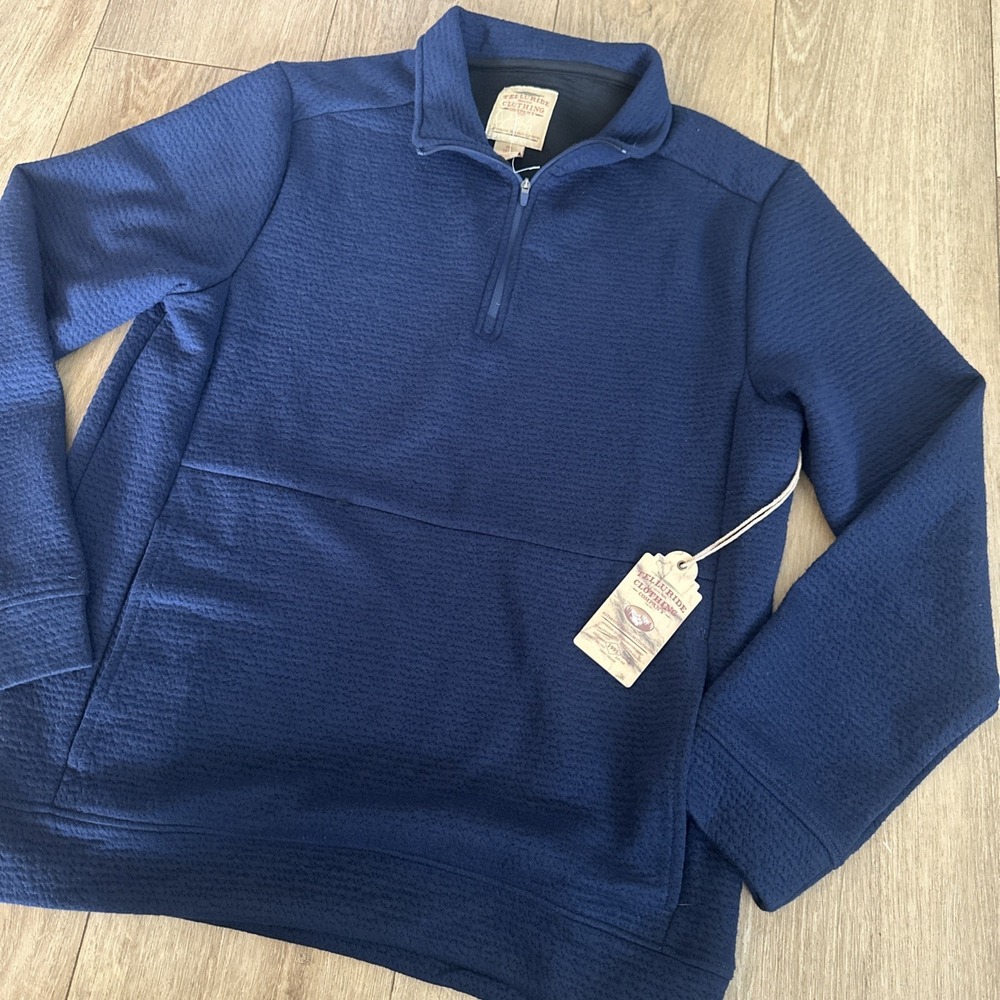 Telluride Clothing Co. Men's LS 1/4 Zip Shirt Kangaroo Shirt Small Blue NEW